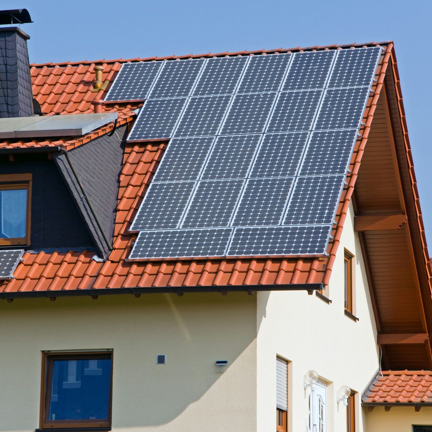 Roof with solar panels